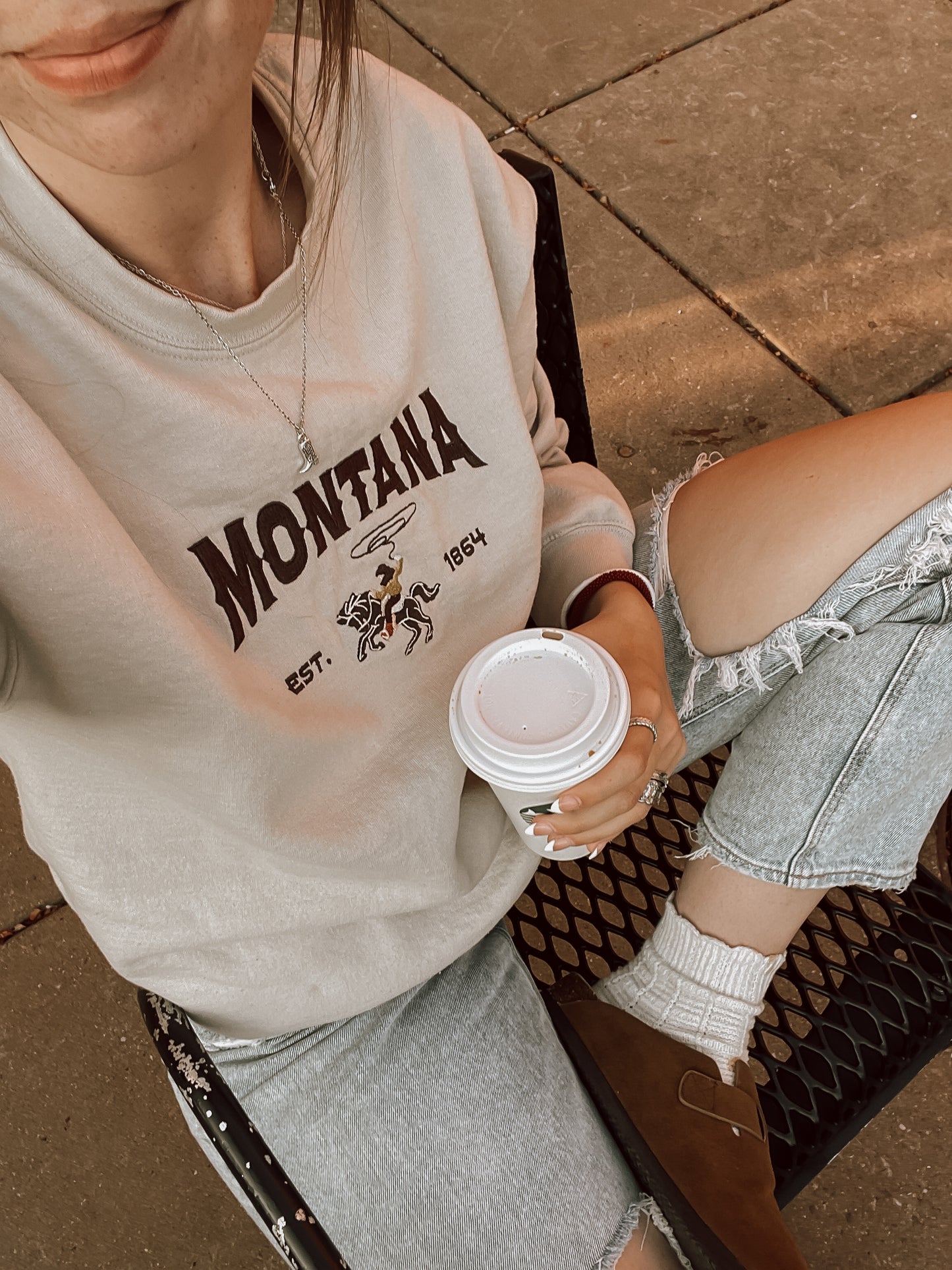 Montana Cowboy Embroidered Crewneck