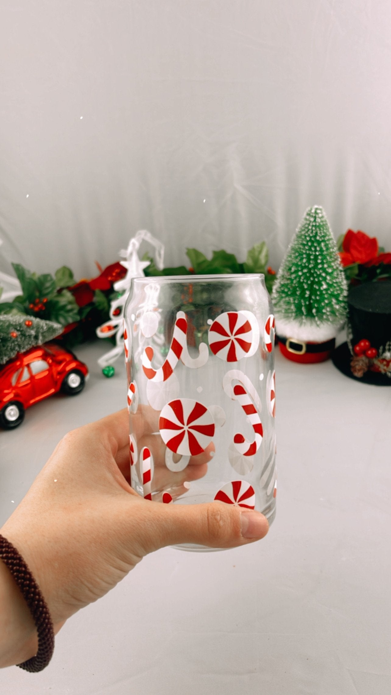 "Candy Cane" Glass Cup