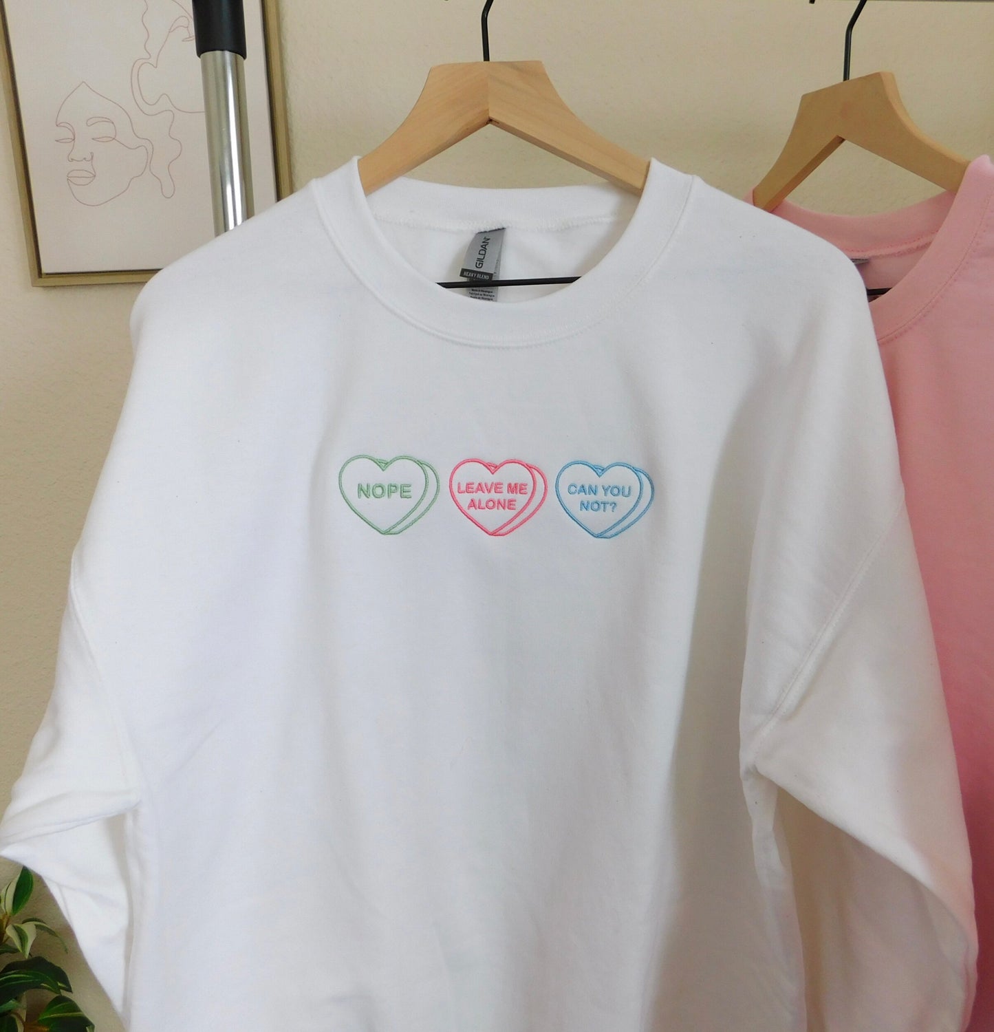 "Candy Hearts" Embroidered Crewneck