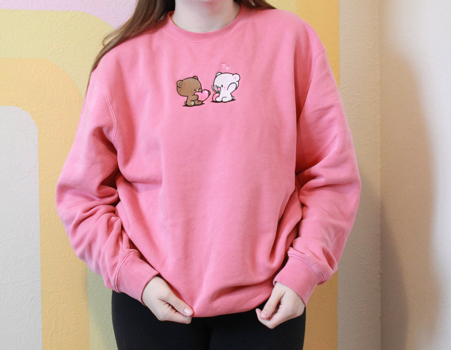 "Cute Bear" Valentine Embroidered Crewneck