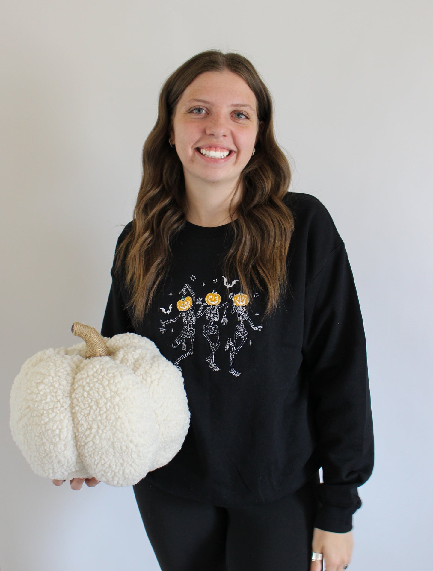 Dancing Jack-o’-lanterns Embroidered Crewneck