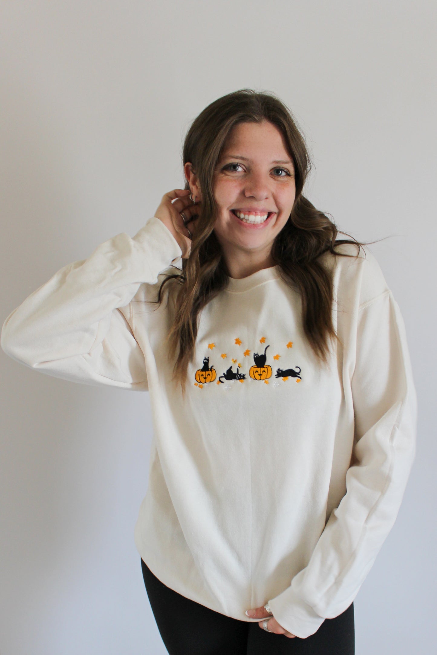 Fall Kittens Embroidered Crewneck