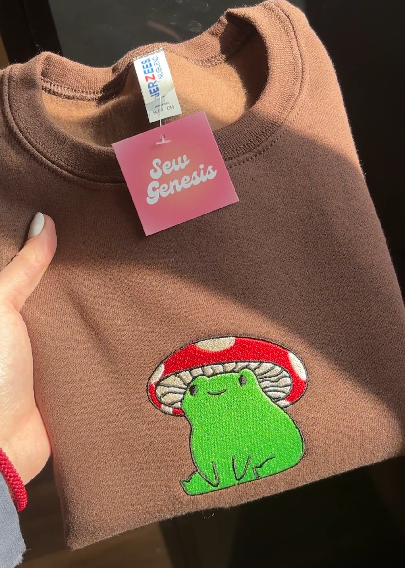 Mushroom Frog Embroidered Crewneck