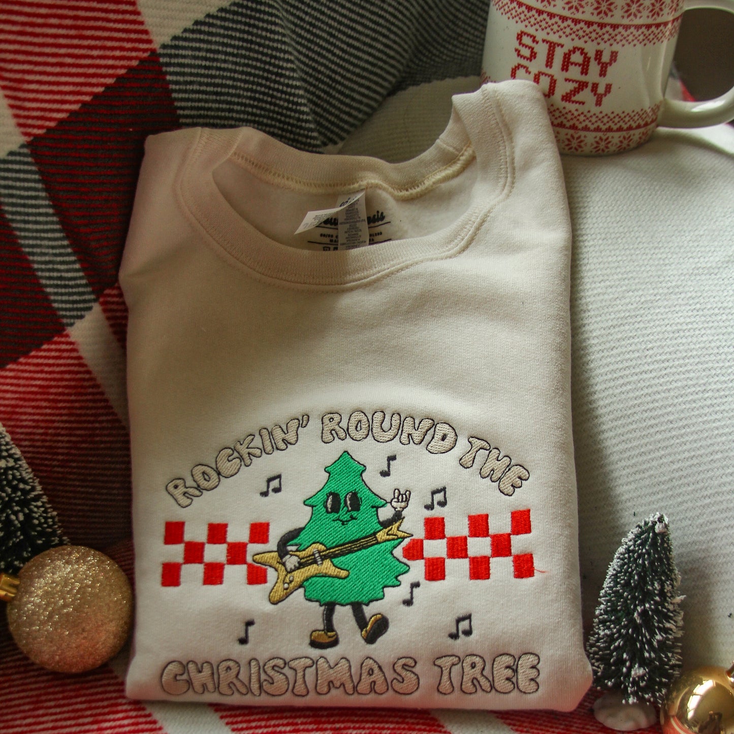 “Rockin’ Round The Christmas Tree Embroidered Crewneck