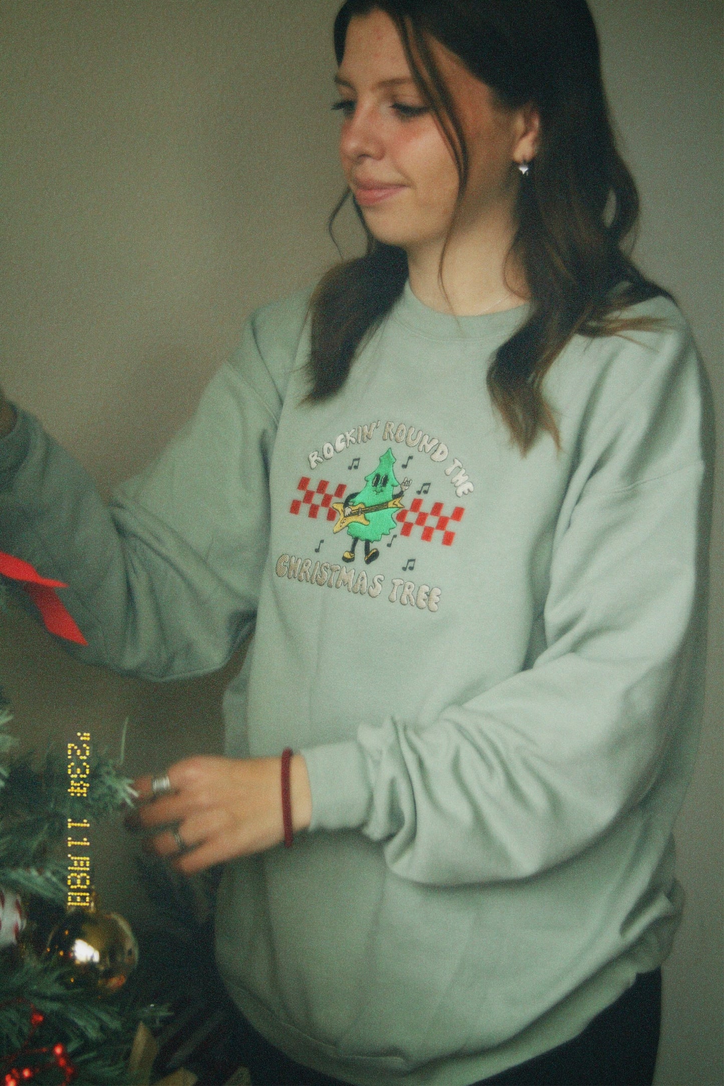 “Rockin’ Round The Christmas Tree Embroidered Crewneck