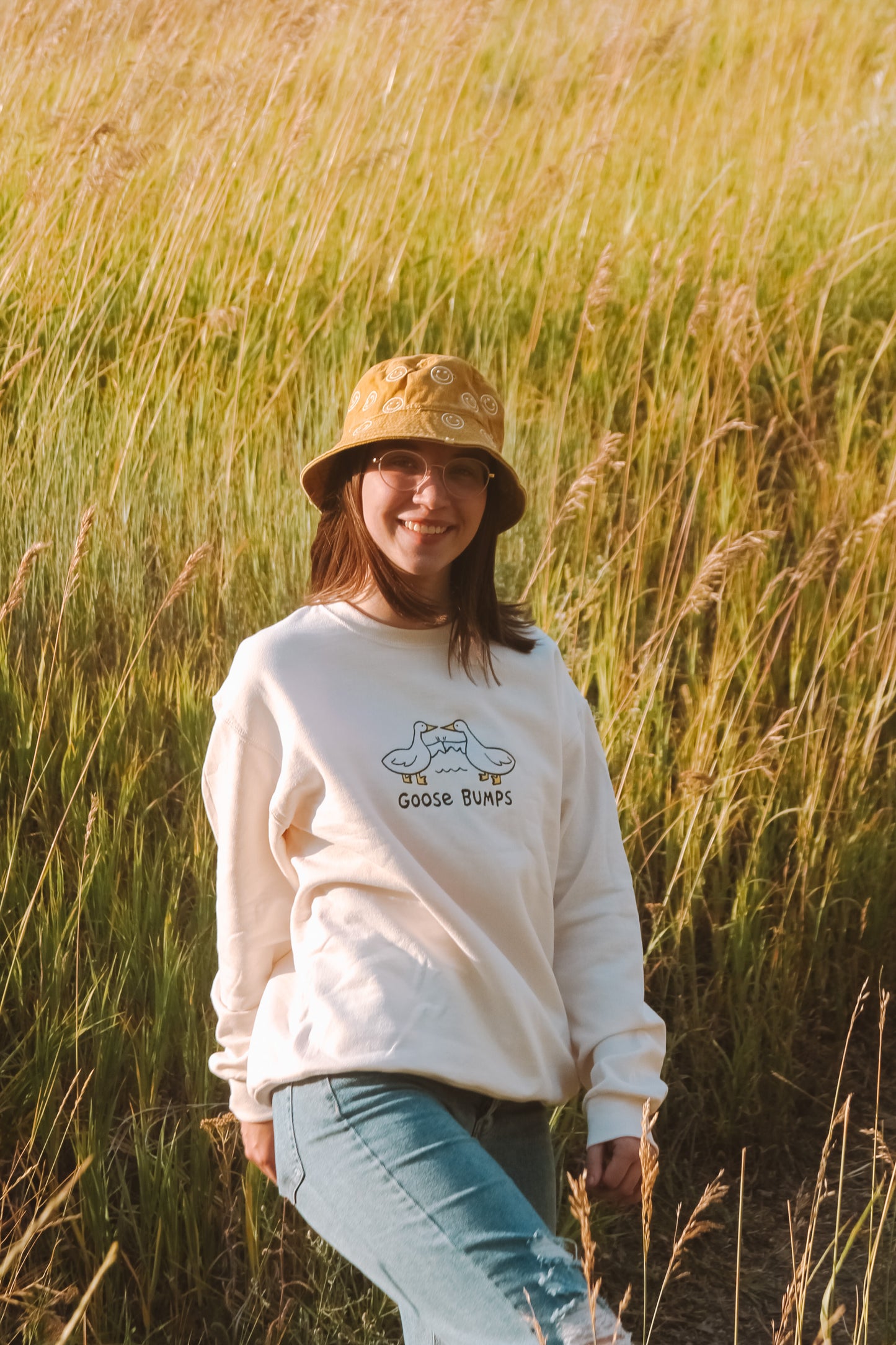 "Goose Bumps" Embroidered Crew