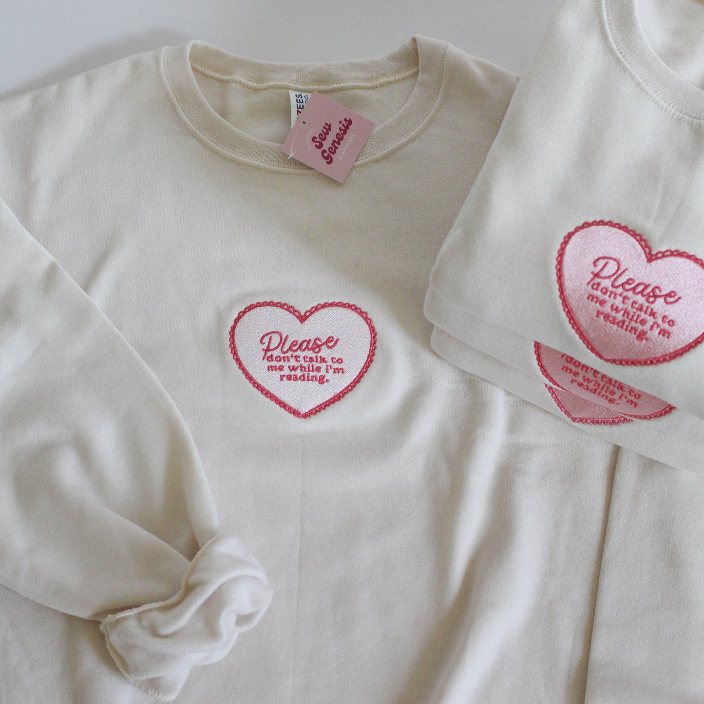 "Don't talk to me while i'm reading" Embroidered Crewneck