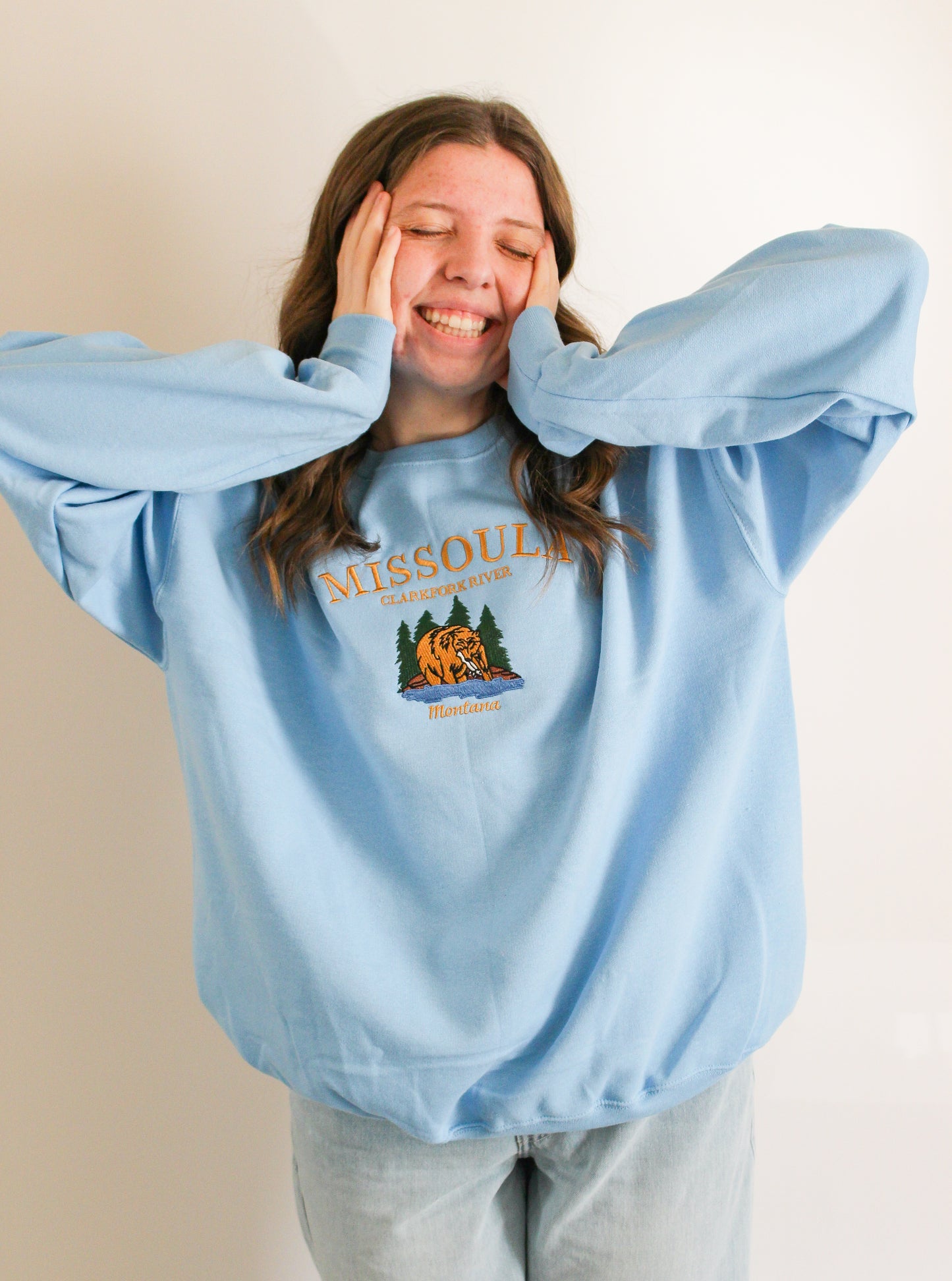 "Clark Fork River, Missoula" Embroidered Crewneck
