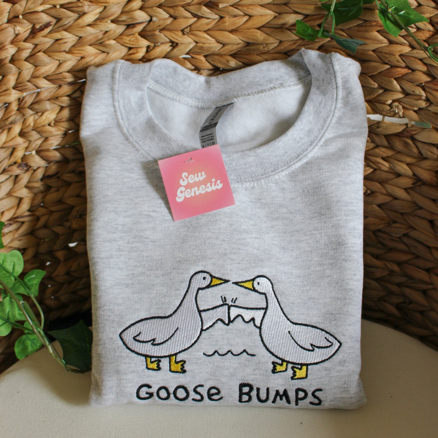 "Goose Bumps" Embroidered Crew