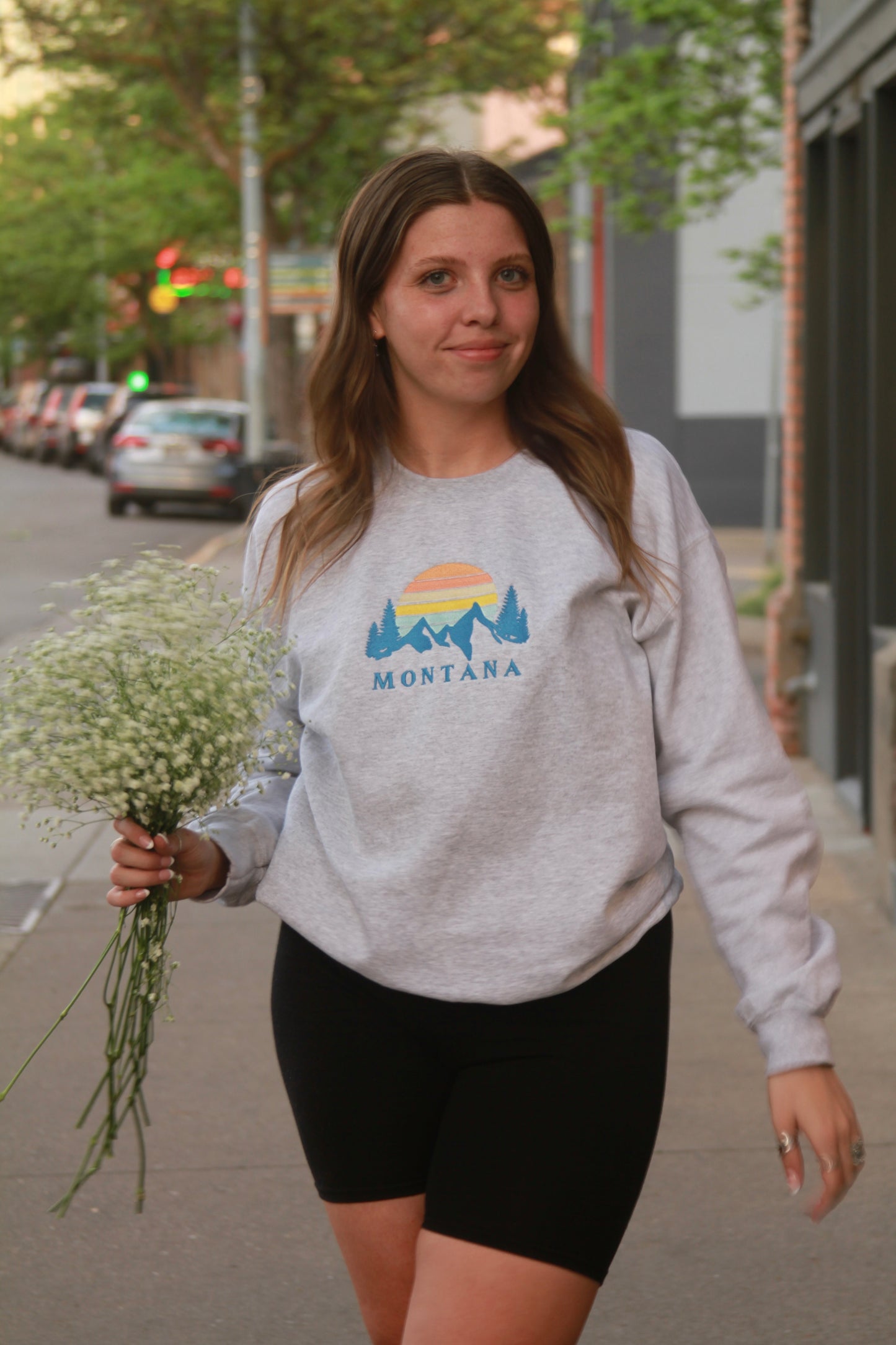 "Montana Sunset" Embroidered Crewneck