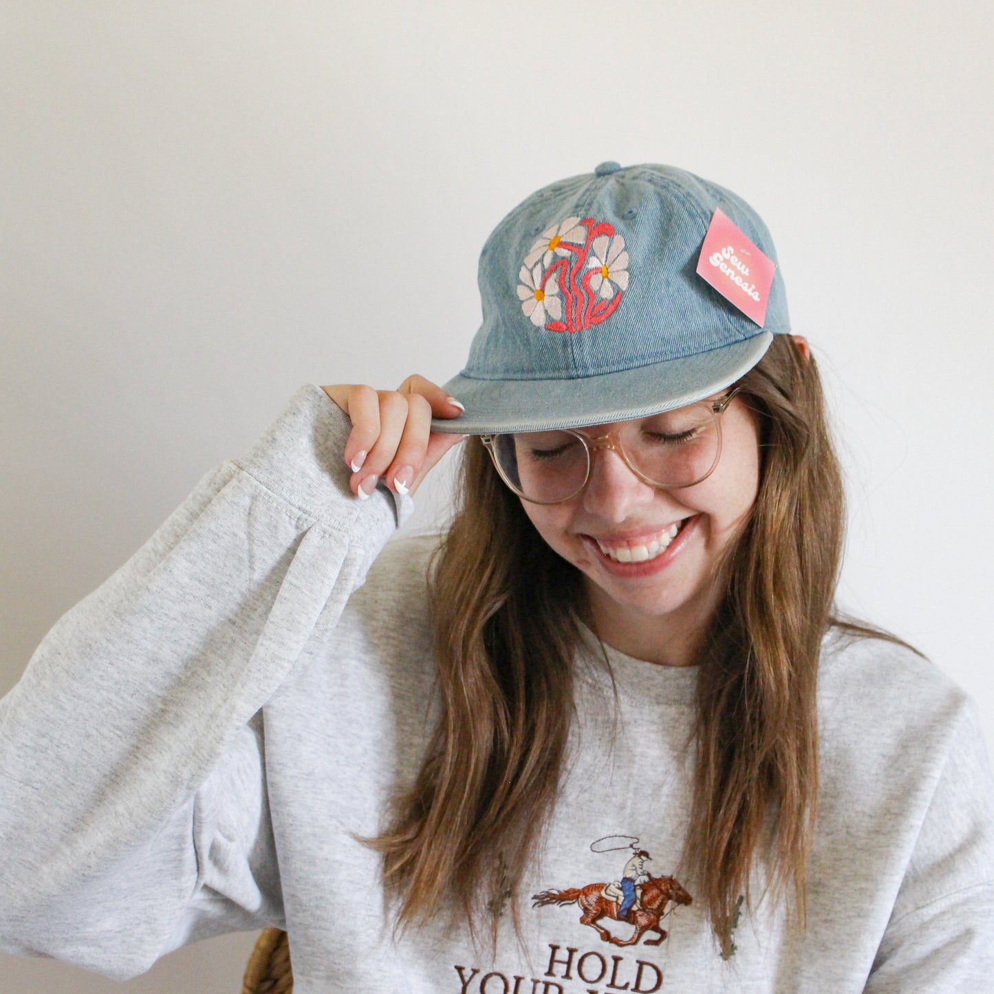 Groovy Flower Denim Hat
