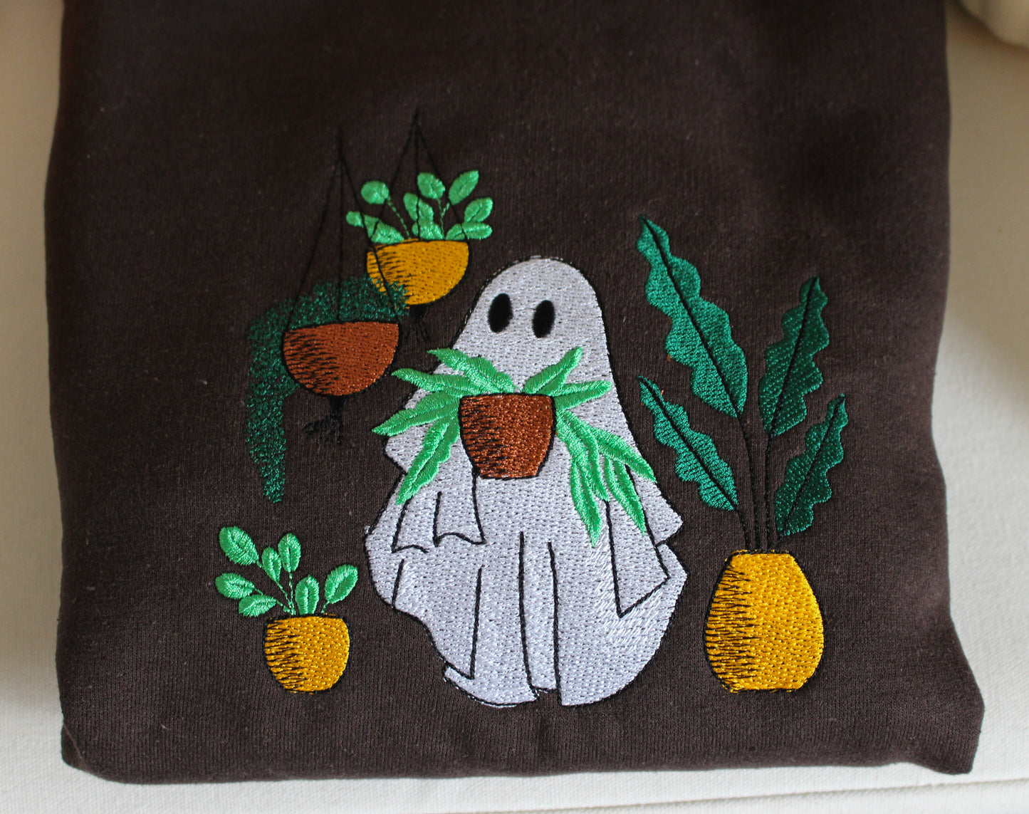 Plant Lover Ghost Embroidered Crewneck