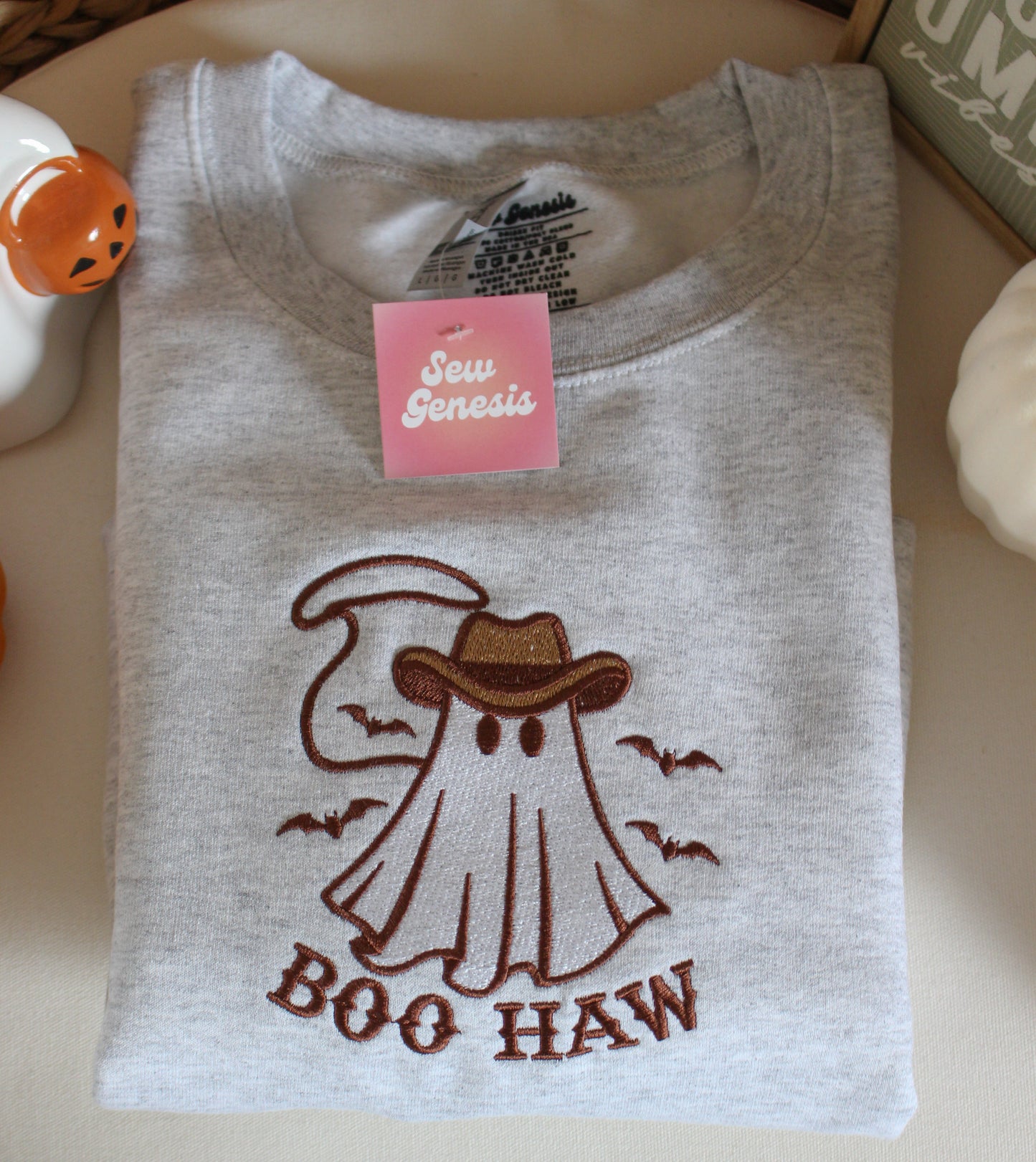 Boo Haw Ghostie Embroidered Crewneck