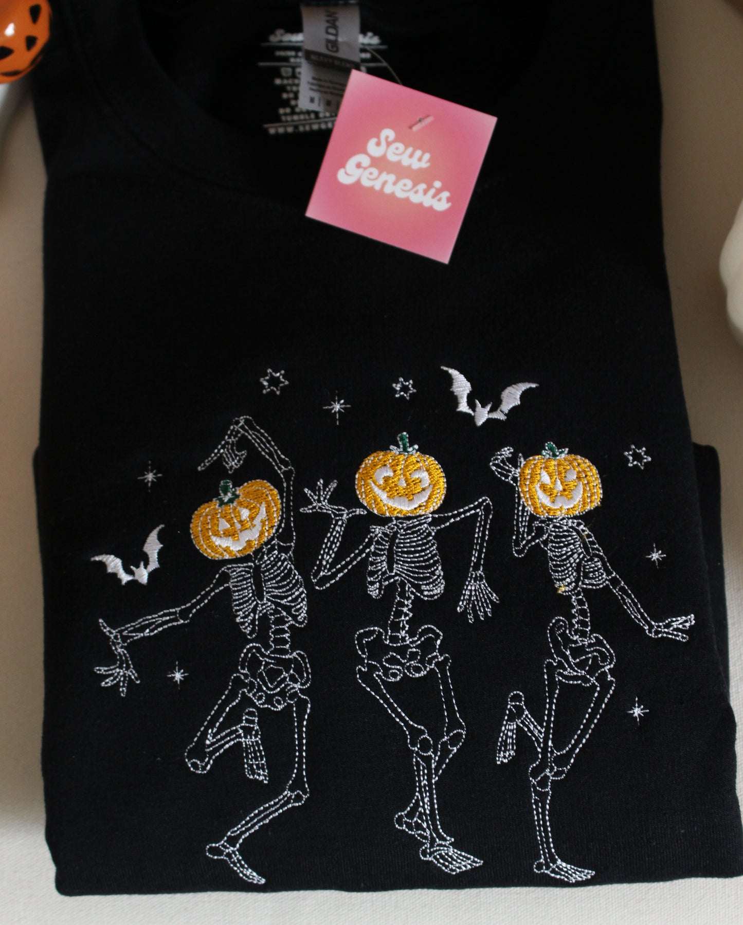 Dancing Jack-o’-lanterns Embroidered Crewneck