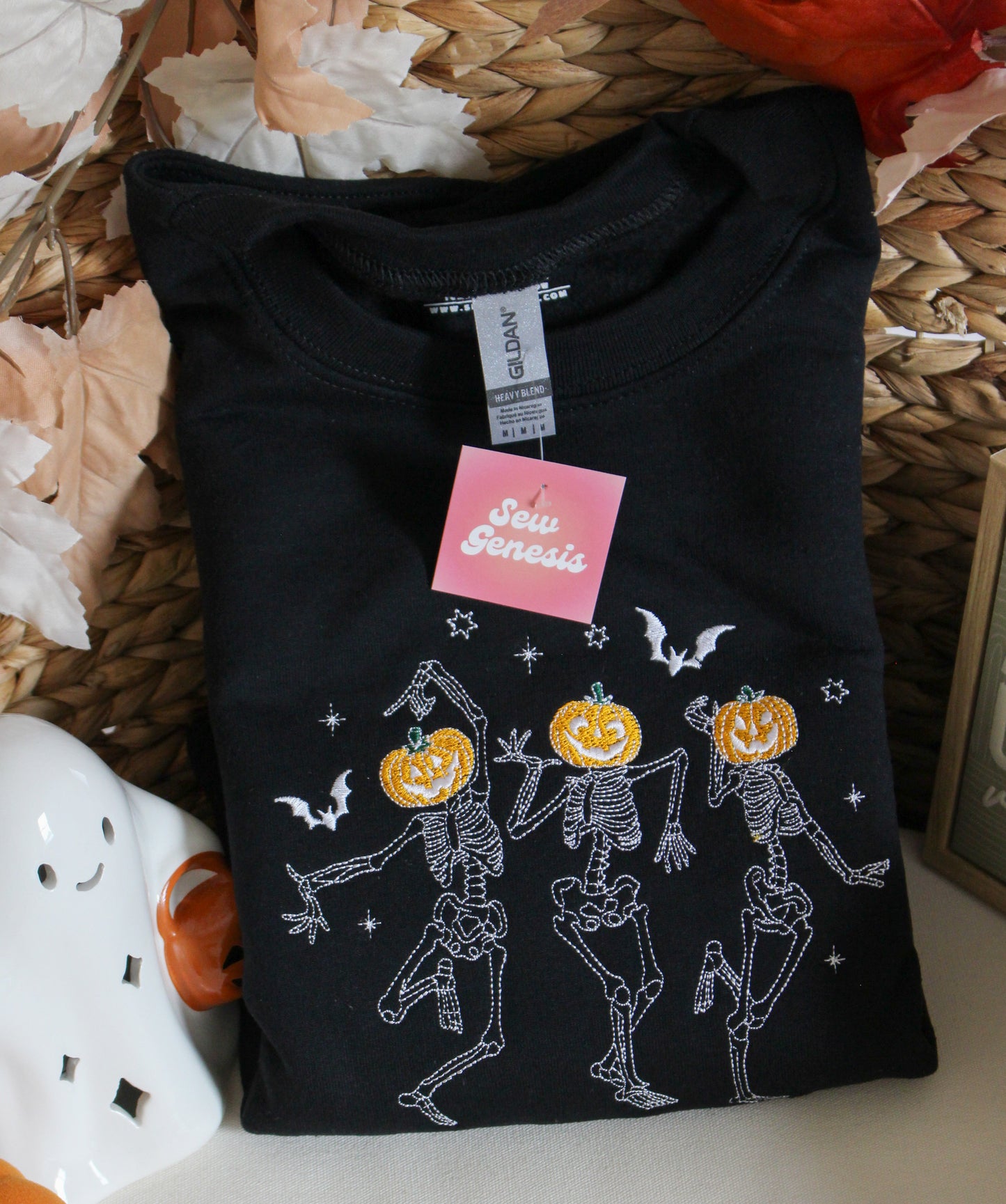 Dancing Jack-o’-lanterns Embroidered Crewneck