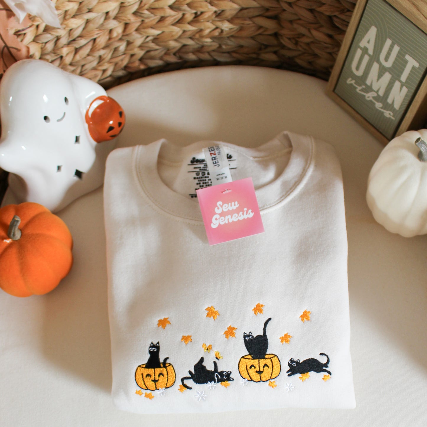 Fall Kittens Embroidered Crewneck