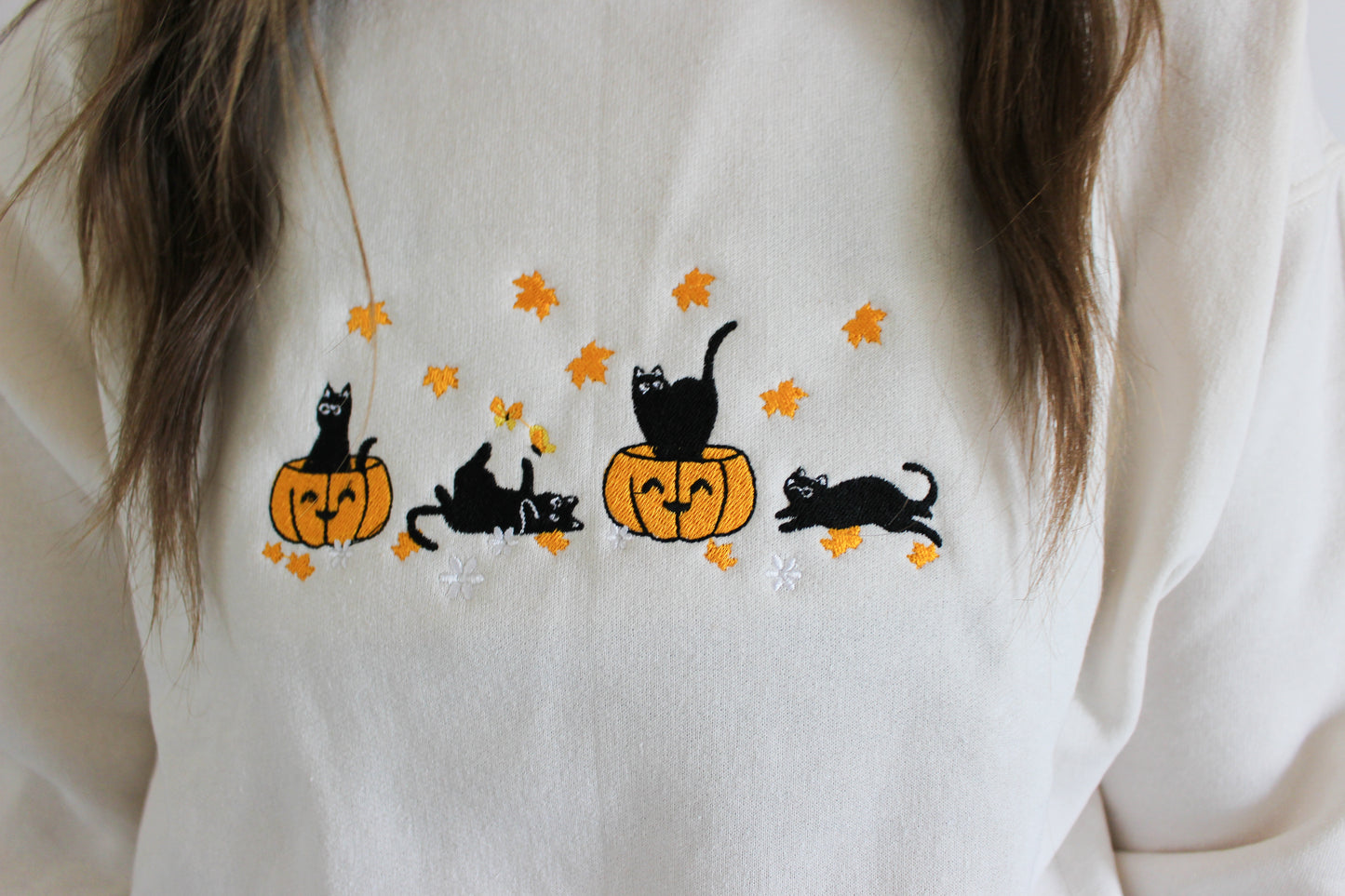 Fall Kittens Embroidered Crewneck