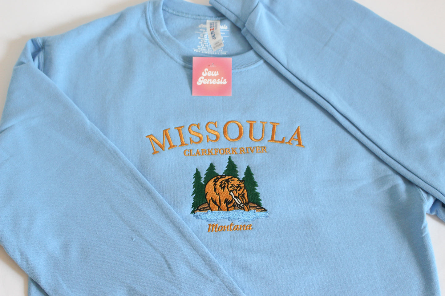 "Clark Fork River, Missoula" Embroidered Crewneck