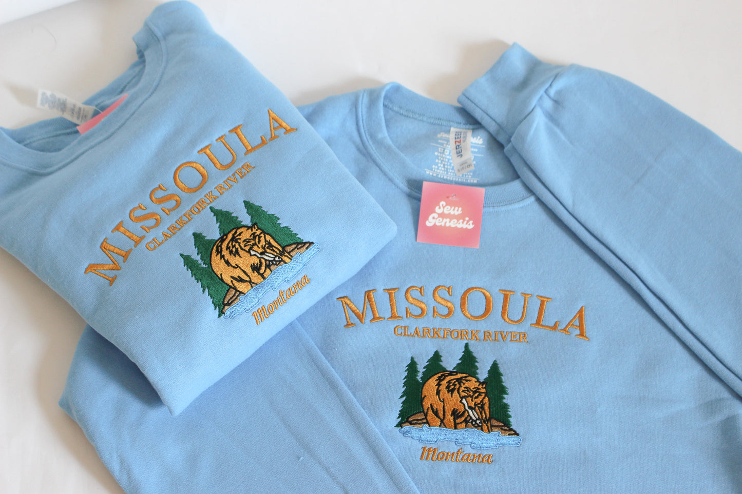 "Clark Fork River, Missoula" Embroidered Crewneck