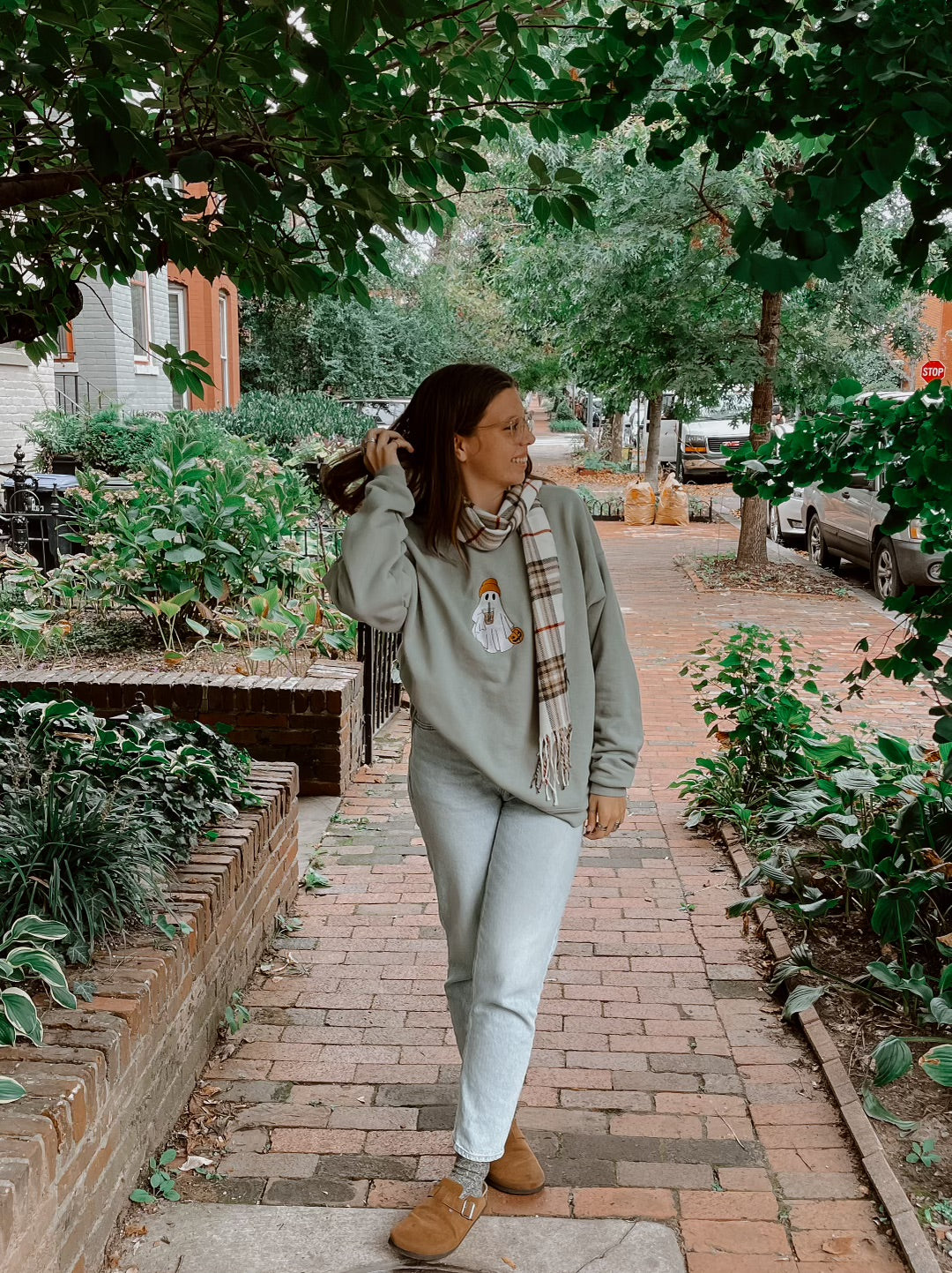 Coffee Lover Ghost Embroidered Crewneck