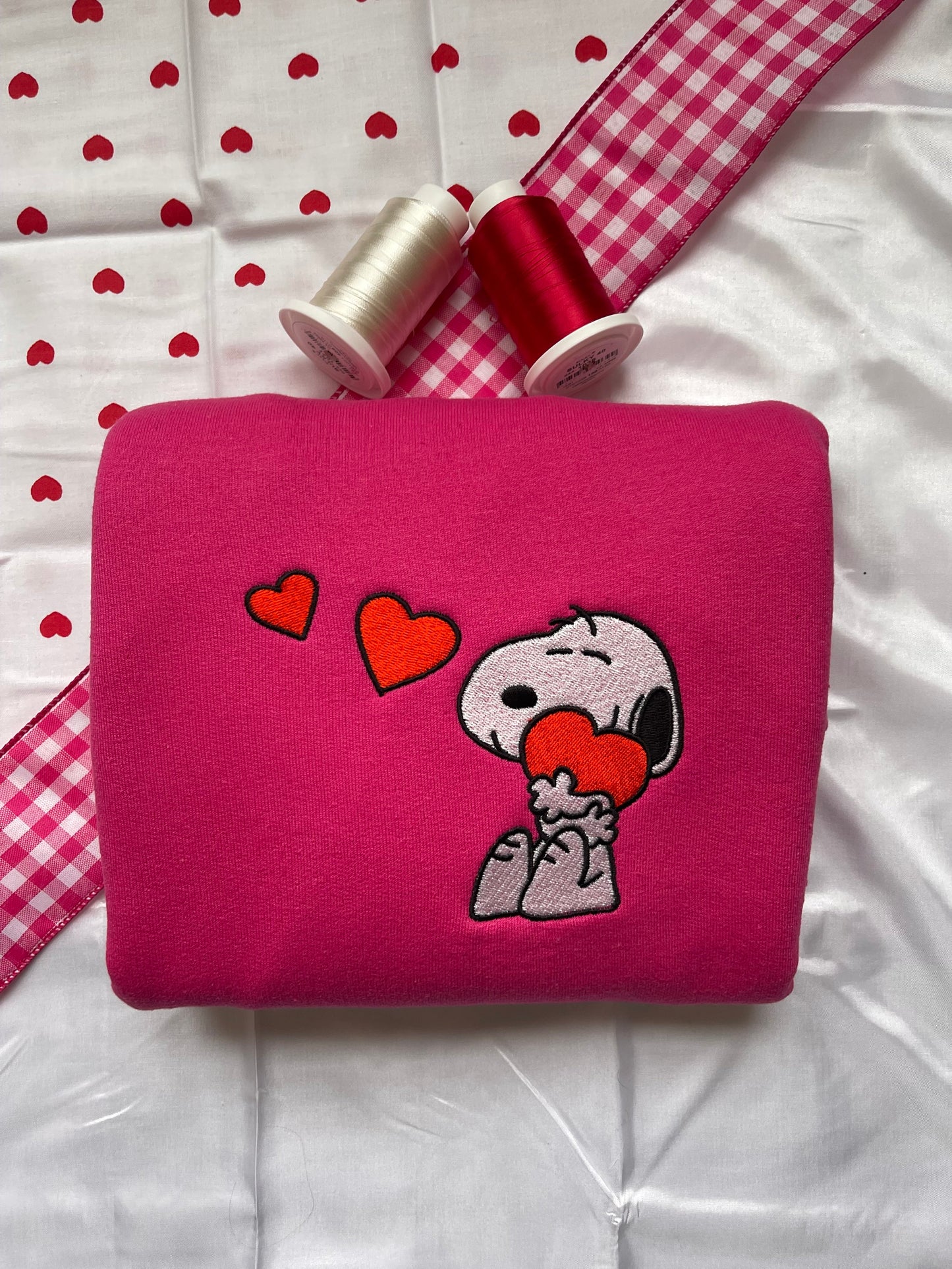 "Snoopy Hearts" Embroidered Crewneck