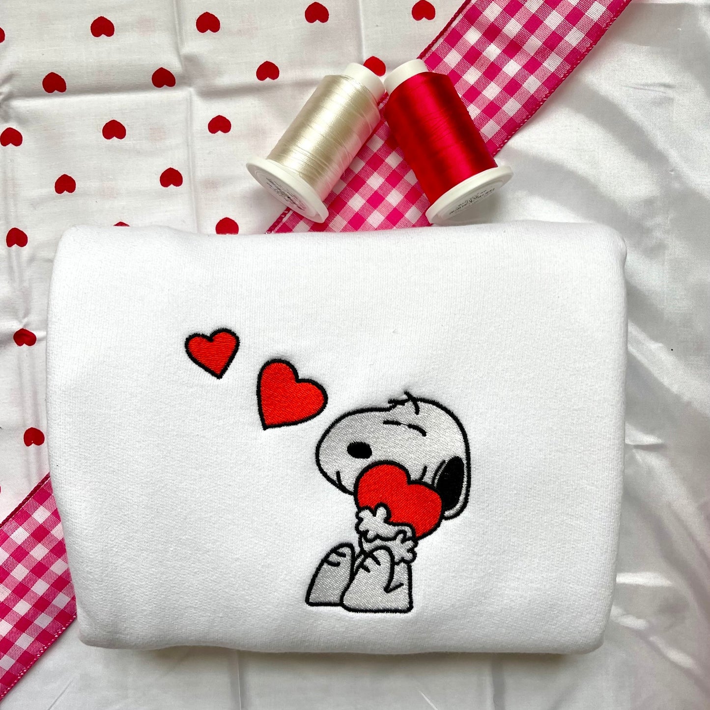 "Snoopy Hearts" Embroidered Crewneck