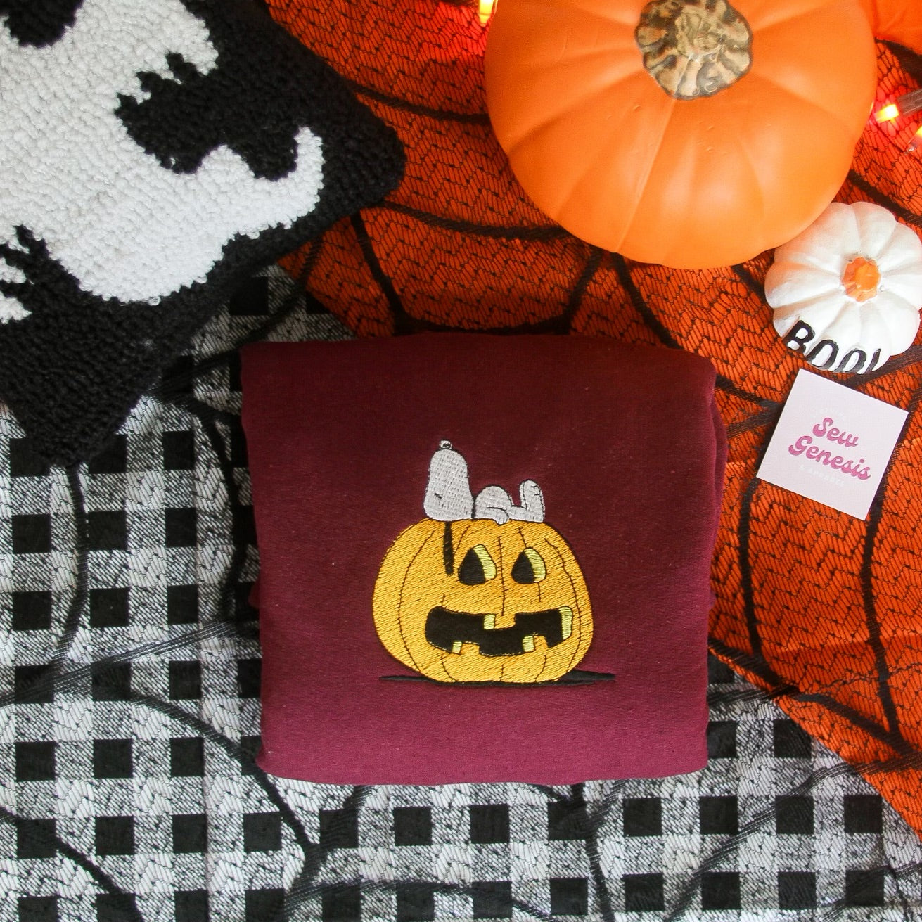 Snoopy Pumpkin Embroidered Crewneck
