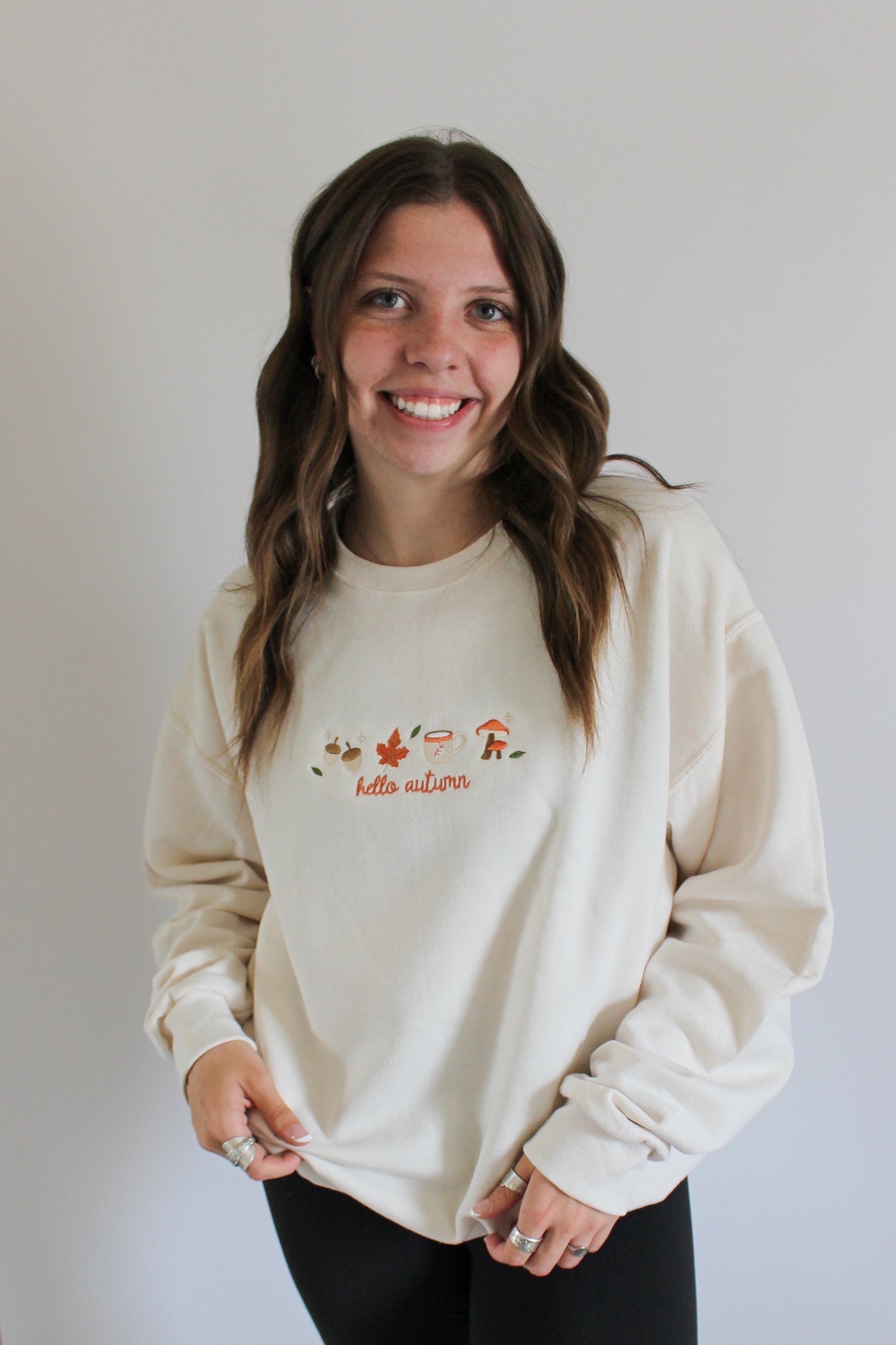 Hello Autum Embroidered Crewneck