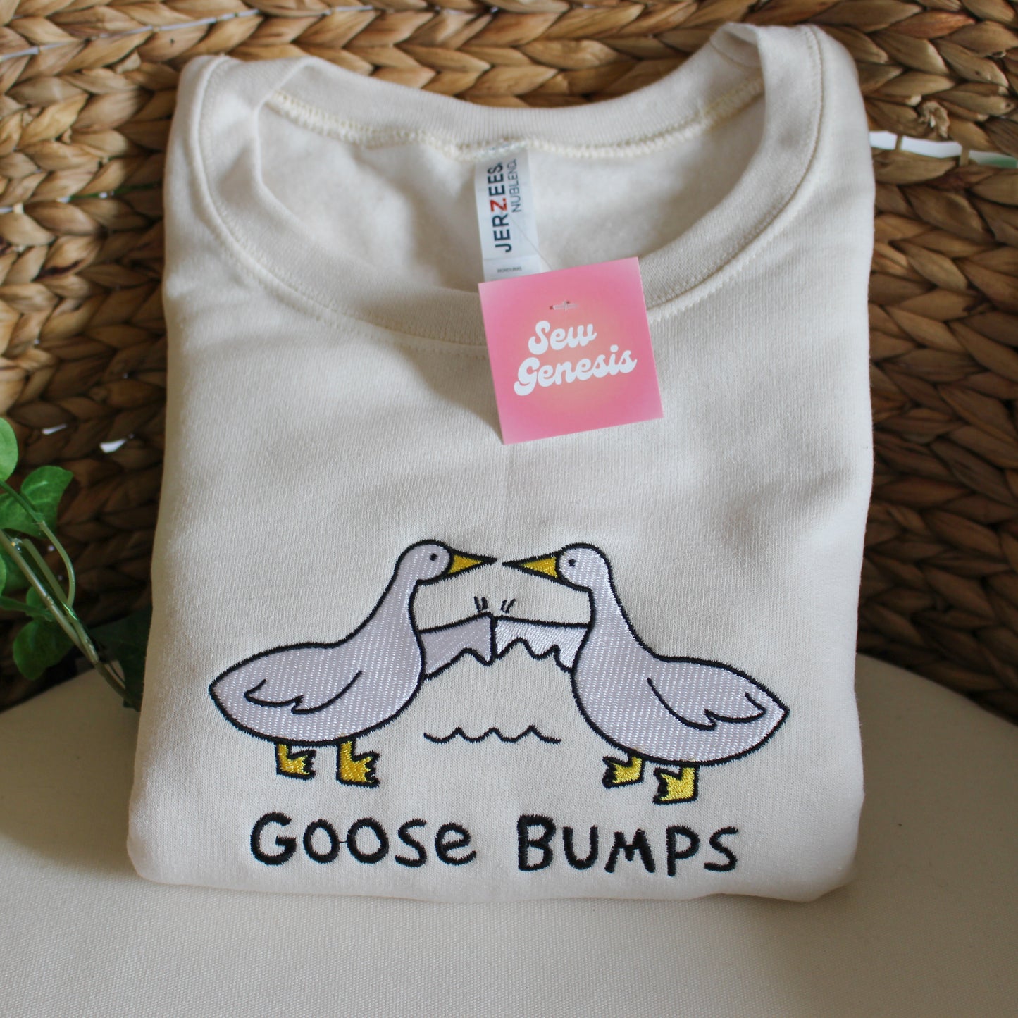 "Goose Bumps" Embroidered Crew