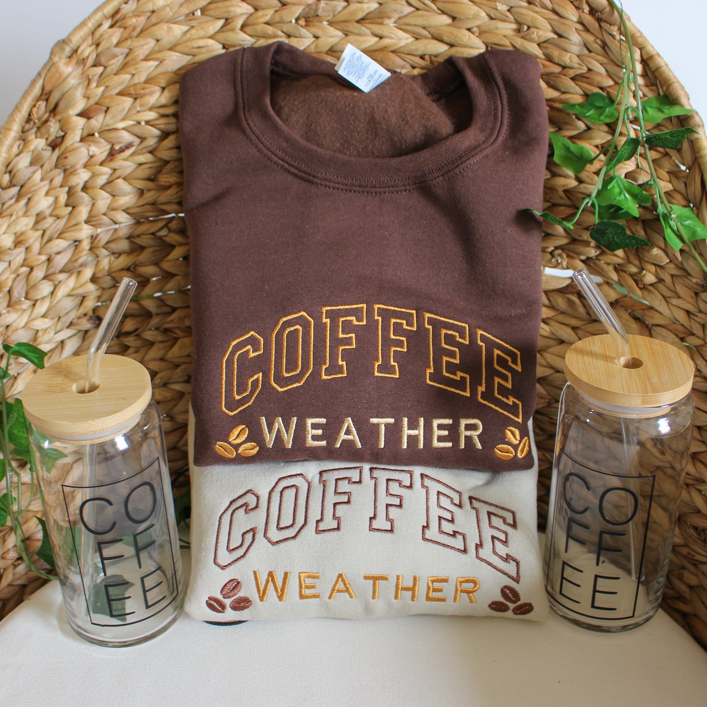 Coffee Weather Embroidered Crewneck