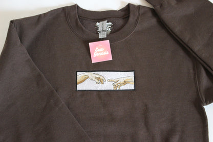 "The Creation of Adam" Embroidered Crewneck