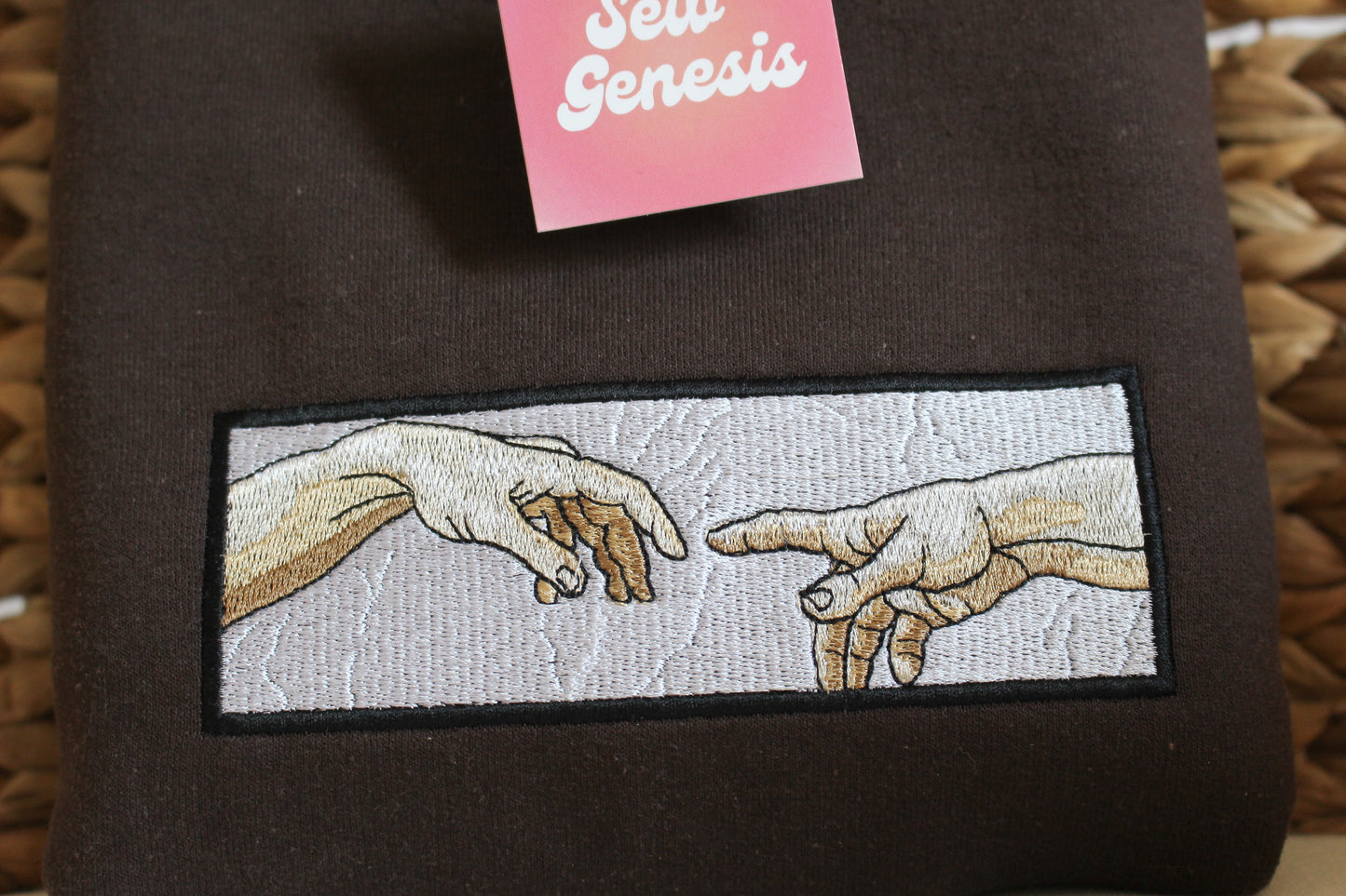 "The Creation of Adam" Embroidered Crewneck