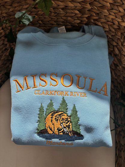 "Clark Fork River, Missoula" Embroidered Crewneck