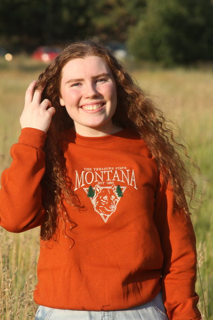 Montana Burnt Orange Embroidered Crewneck
