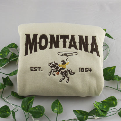 Montana Cowboy Embroidered Crewneck