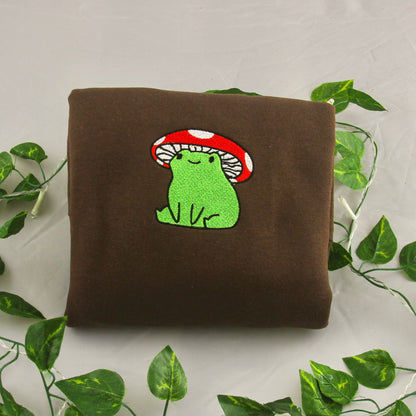 Mushroom Frog Embroidered Crewneck