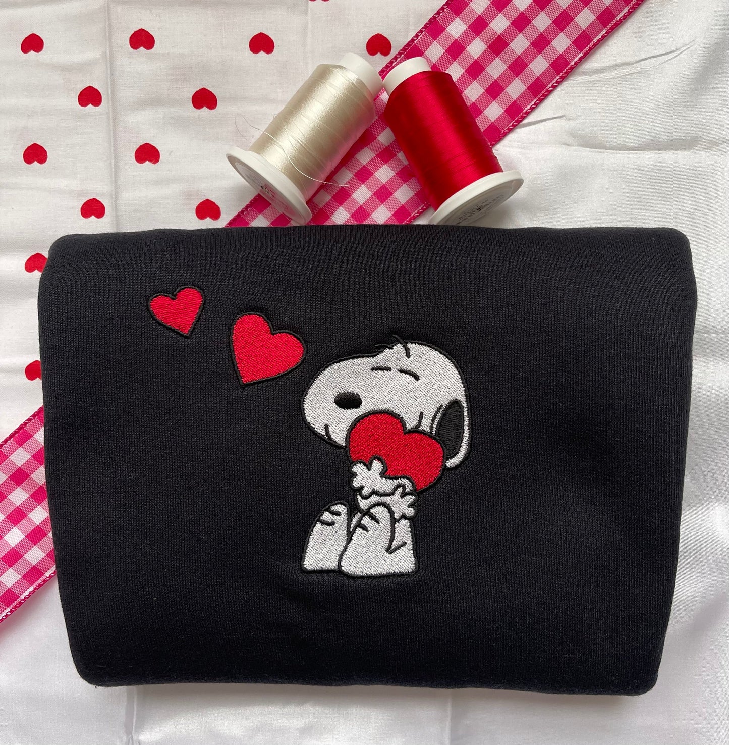 "Snoopy Hearts" Embroidered Crewneck