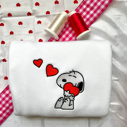 "Snoopy Hearts" Embroidered Crewneck